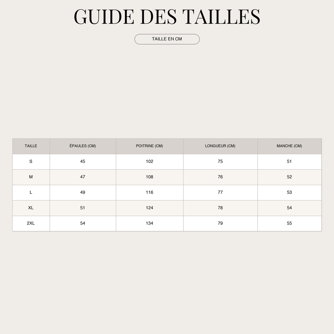 Chemise classique à manches longues pour Homme – Look raffiné, toucher doux size chart