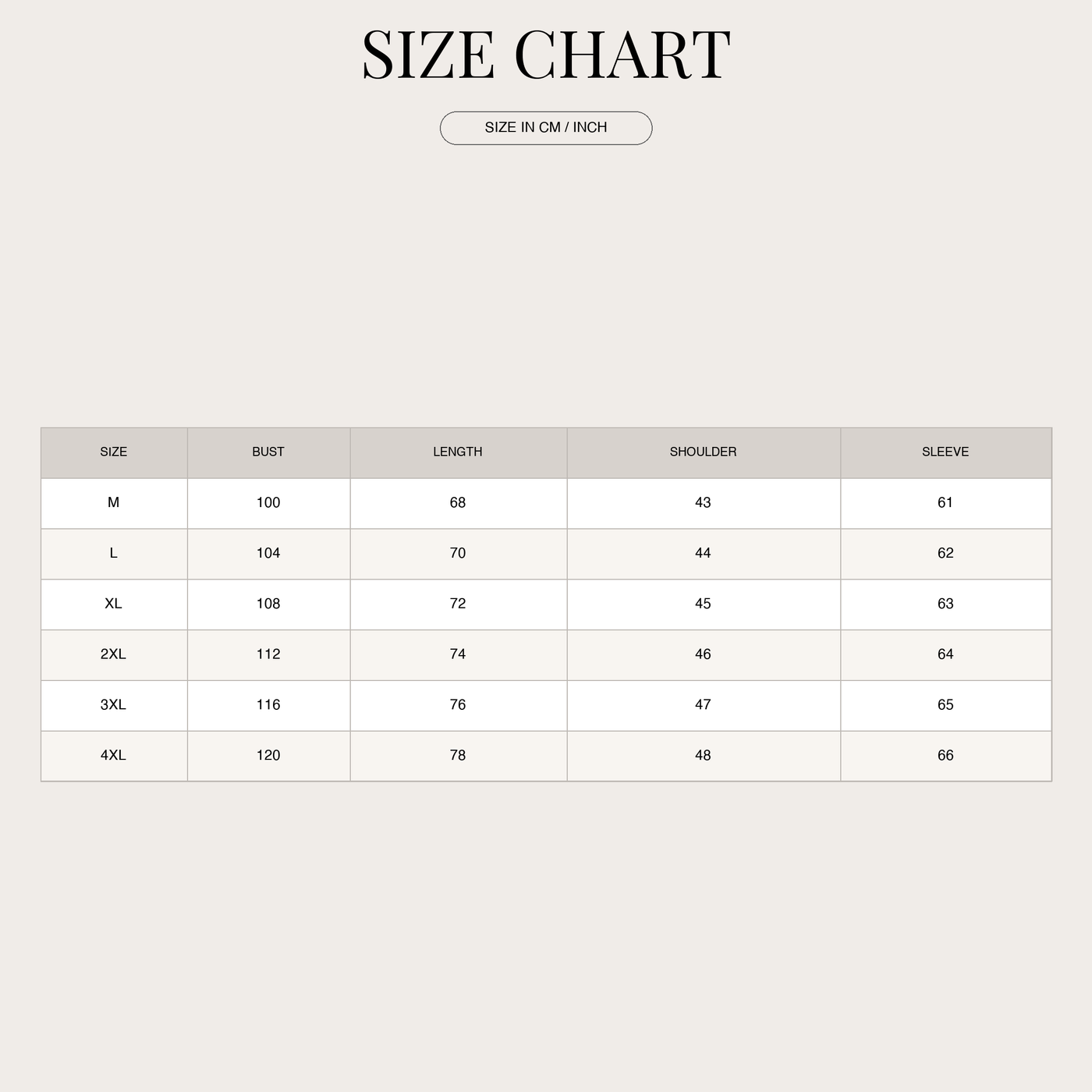 Men's Classic Wool Sweater – High Quality and Soft size chart