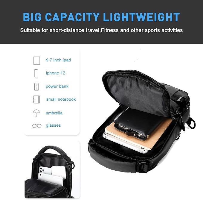 Men's Compact Crossbody Sling Backpack – Practical & Robust Storage 9