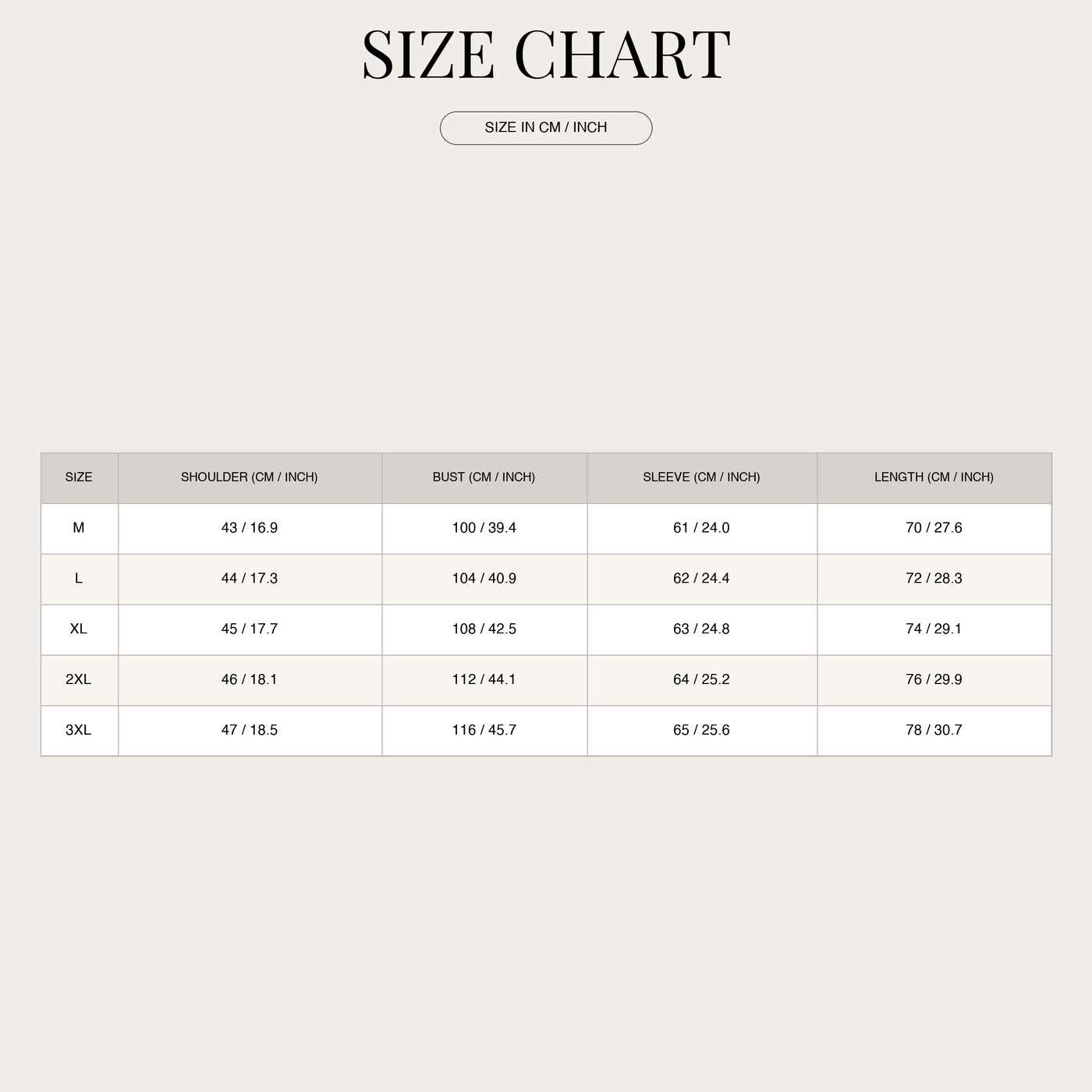 Men's Corduroy Shirt – Classic and Adaptable Style size chart
