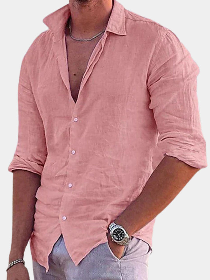 Mens_Cotton_Linen_Shirt_with_Kent_collar_and_button_placket_1