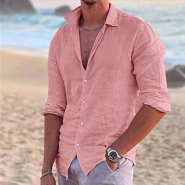 Mens_Cotton_Linen_Shirt_with_Kent_collar_and_button_placket_2