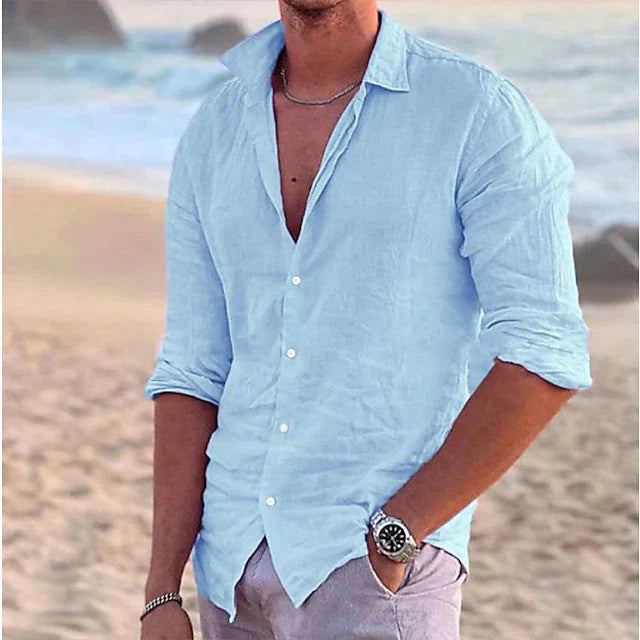 Mens_Cotton_Linen_Shirt_with_Kent_collar_and_button_placket_4