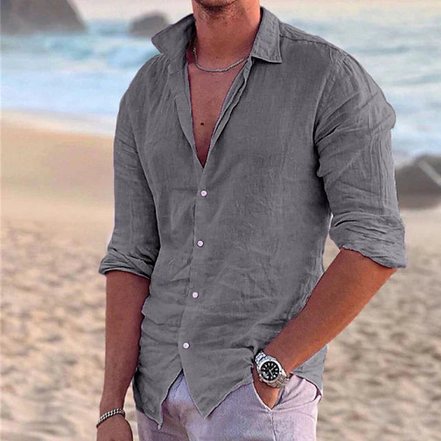 Mens_Cotton_Linen_Shirt_with_Kent_collar_and_button_placket_5