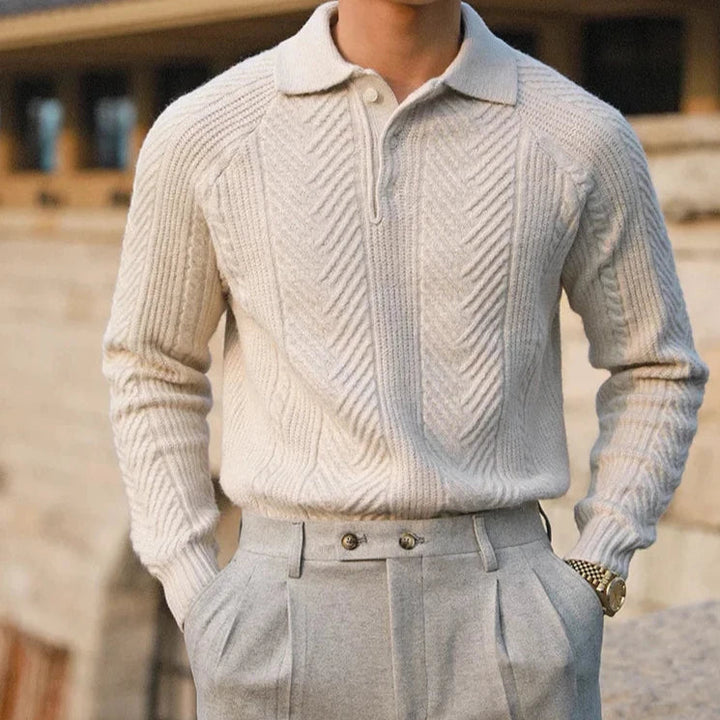 Mens_Elegant_Knitted_Polo_Shirt_Short_Sleeve_with_Structured_Look_1