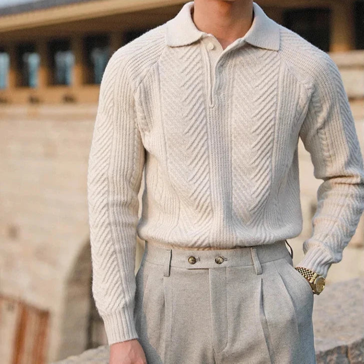 Mens_Elegant_Knitted_Polo_Shirt_Short_Sleeve_with_Structured_Look_4