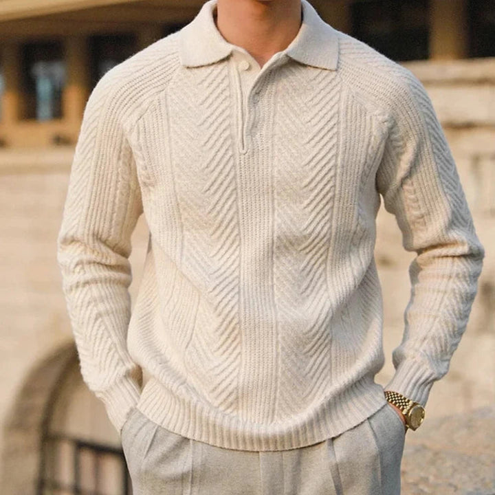 Mens_Elegant_Knitted_Polo_Shirt_Short_Sleeve_with_Structured_Look_6
