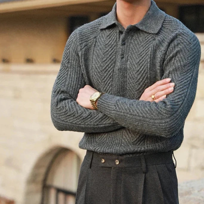 Mens_Elegant_Knitted_Polo_Shirt_Short_Sleeve_with_Structured_Look_8