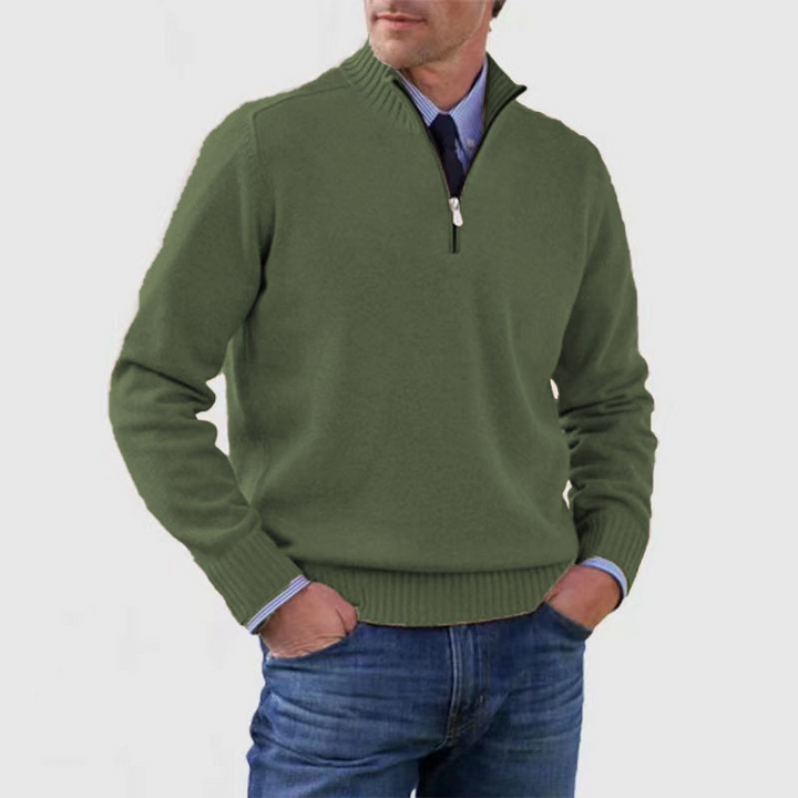 Mens_Fine_Knit_Sweater_Warm_Classic_with_Stand_Collar_Half_Zipper_10