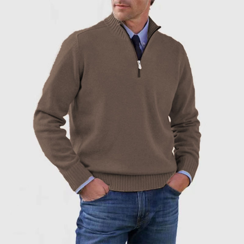 Mens_Fine_Knit_Sweater_Warm_Classic_with_Stand_Collar_Half_Zipper_11