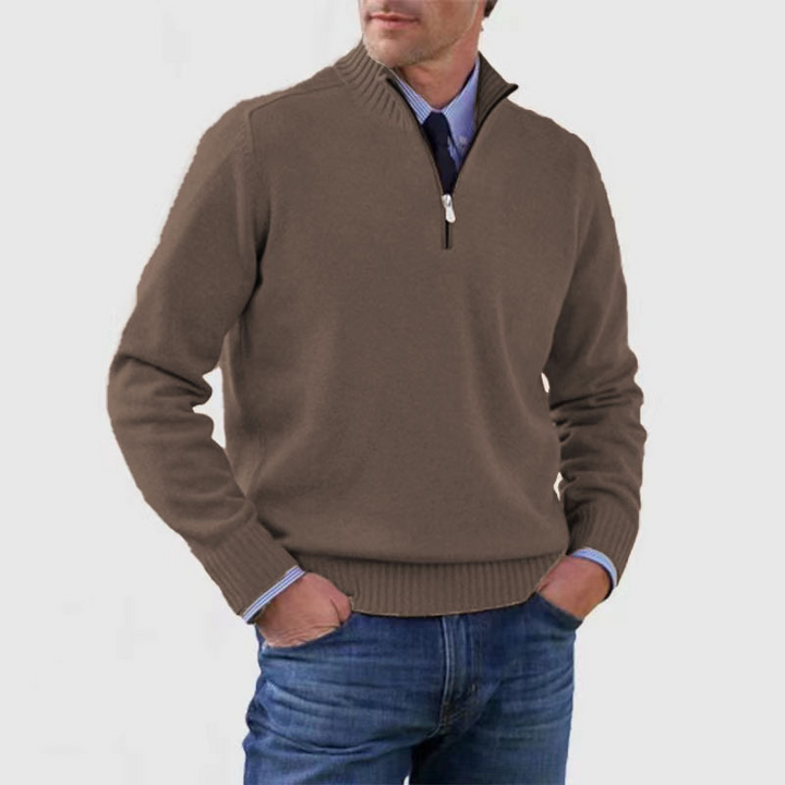 Mens_Fine_Knit_Sweater_Warm_Classic_with_Stand_Collar_Half_Zipper_11