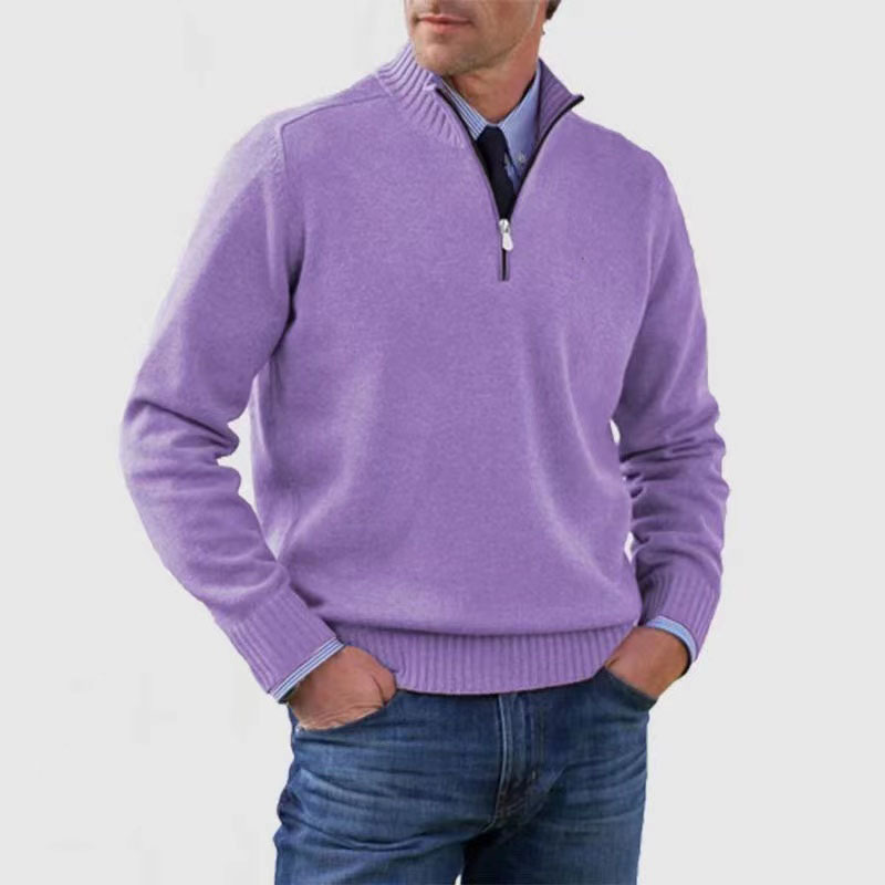 Mens_Fine_Knit_Sweater_Warm_Classic_with_Stand_Collar_Half_Zipper_12