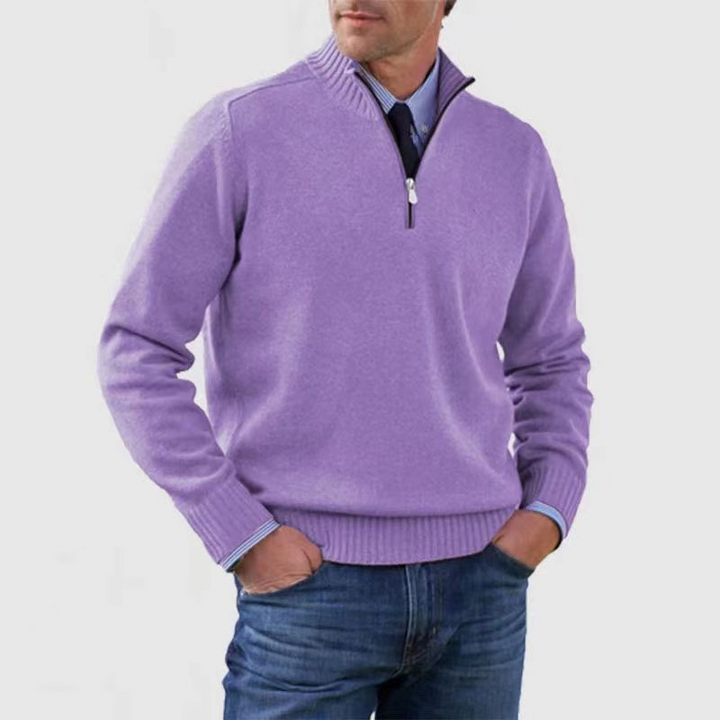 Mens_Fine_Knit_Sweater_Warm_Classic_with_Stand_Collar_Half_Zipper_12
