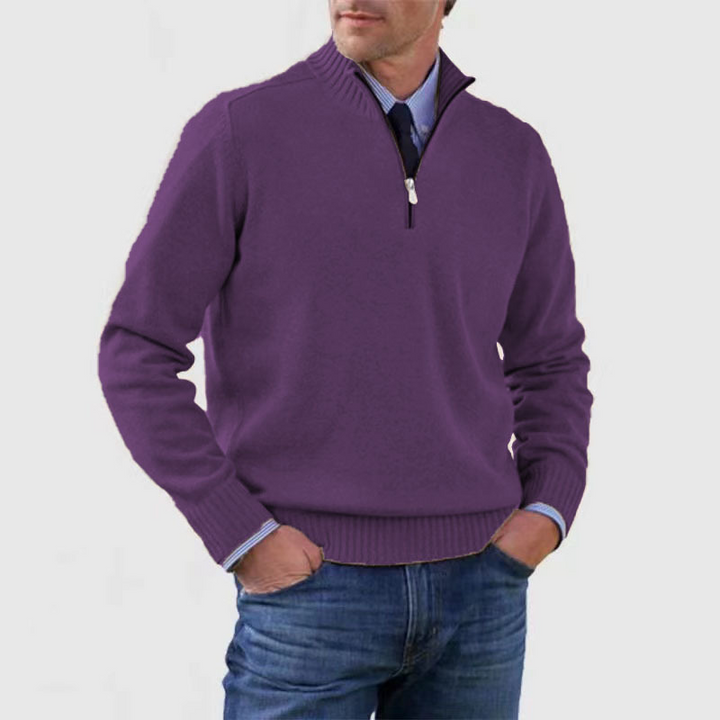 Mens_Fine_Knit_Sweater_Warm_Classic_with_Stand_Collar_Half_Zipper_13