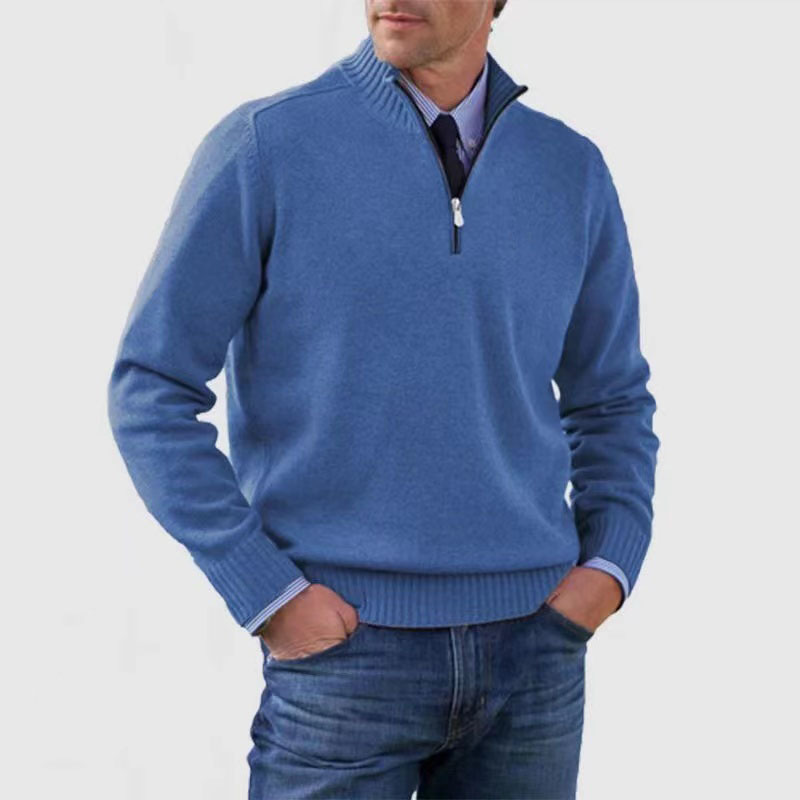 Mens_Fine_Knit_Sweater_Warm_Classic_with_Stand_Collar_Half_Zipper_6