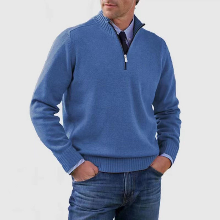 Mens_Fine_Knit_Sweater_Warm_Classic_with_Stand_Collar_Half_Zipper_6