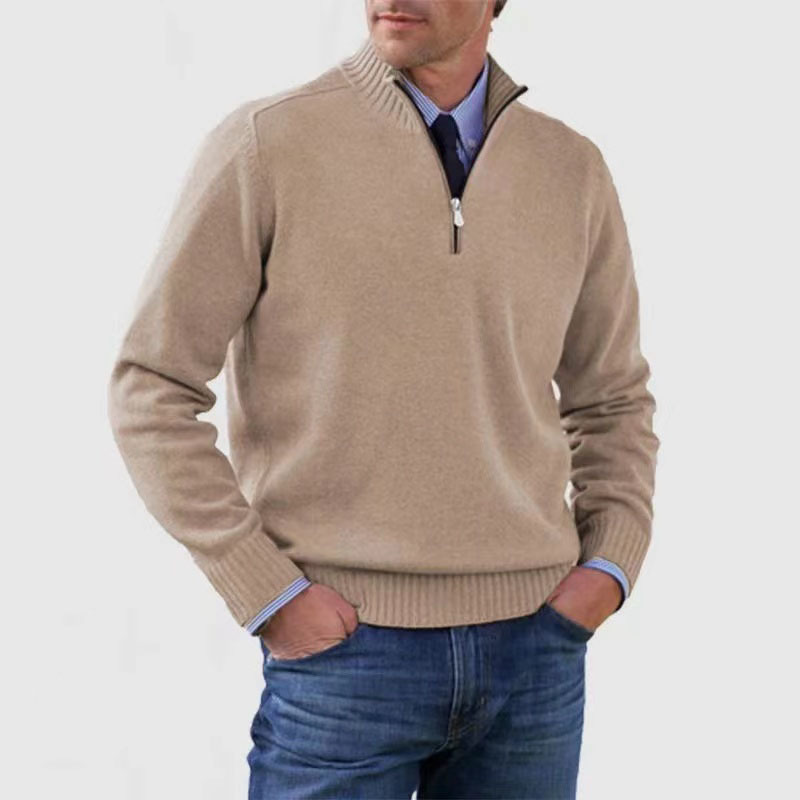 Mens_Fine_Knit_Sweater_Warm_Classic_with_Stand_Collar_Half_Zipper_7