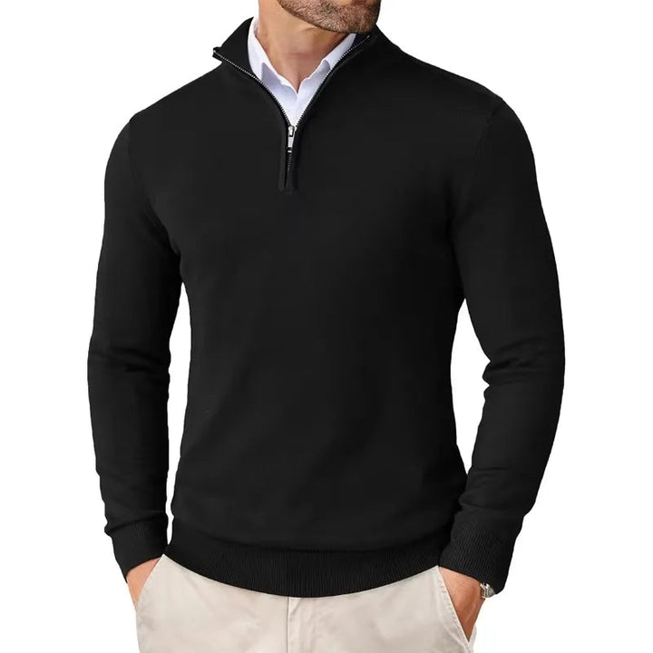 Mens_Half_Zip_Pullover_Classic_Fit_with_Stand_Up_Collar_4