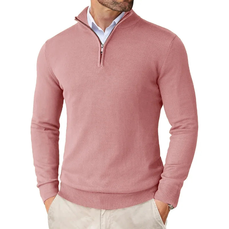 Mens_Half_Zip_Pullover_Classic_Fit_with_Stand_Up_Collar_5