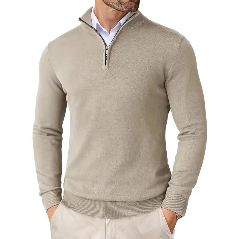 Mens_Half_Zip_Pullover_Classic_Fit_with_Stand_Up_Collar_8