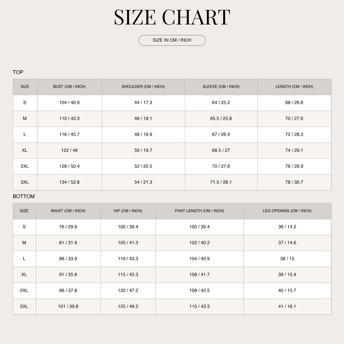 Men's Hoodie Set – Snug and Comfortable with Hooded Top size chart