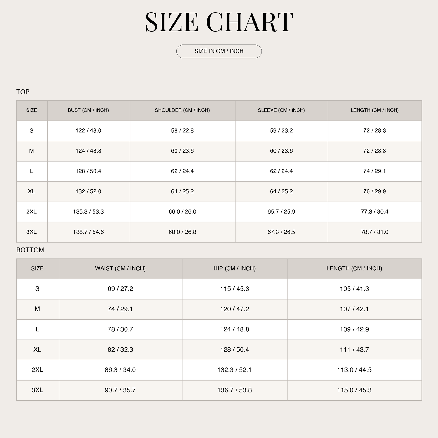 Men's Hoodie and Joggers Set – Oversized and Comfortable size chart