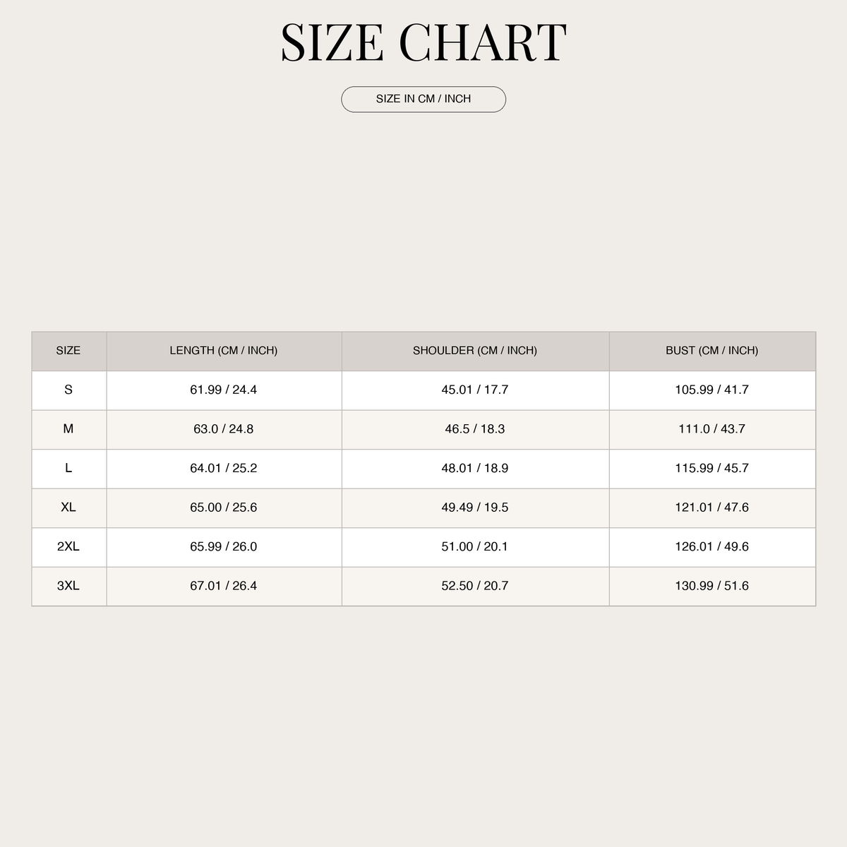Men's Layering Vest – Warm and Practical size chart