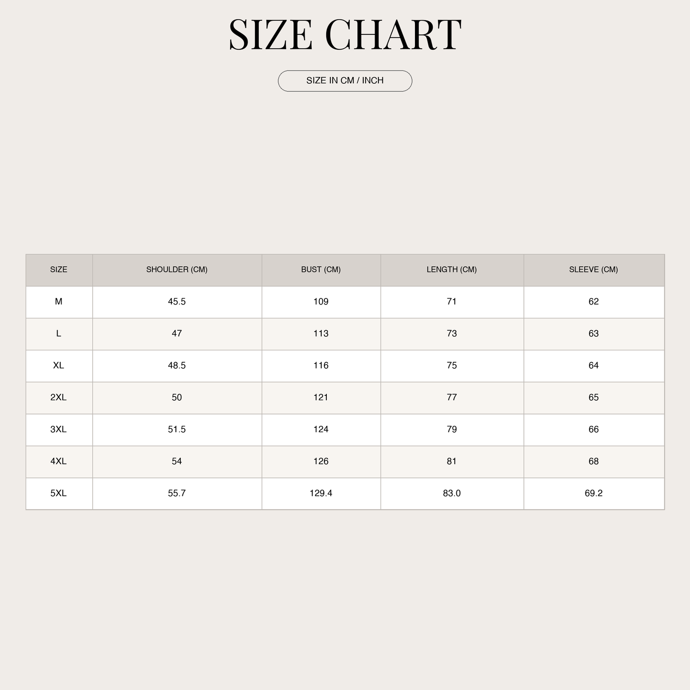 Men's Lightweight Casual Blazer – Relaxed Fit and Soft size chart