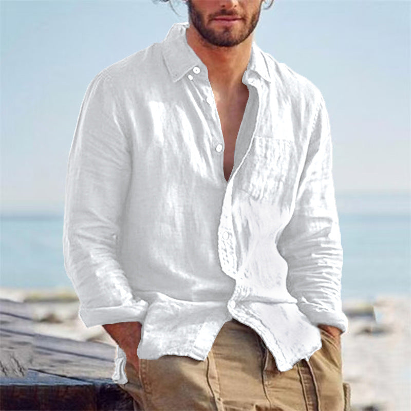 Mens_Lightweight_Linen_Shirt_Stand_Collar_with_Buttoned_Front_3