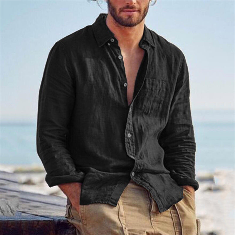 Mens_Lightweight_Linen_Shirt_Stand_Collar_with_Buttoned_Front_5
