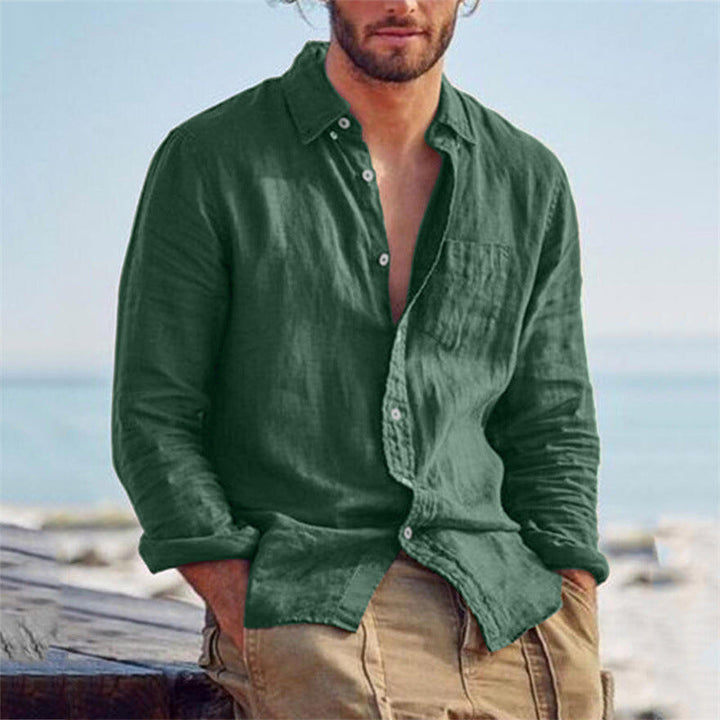 Mens_Lightweight_Linen_Shirt_Stand_Collar_with_Buttoned_Front_6