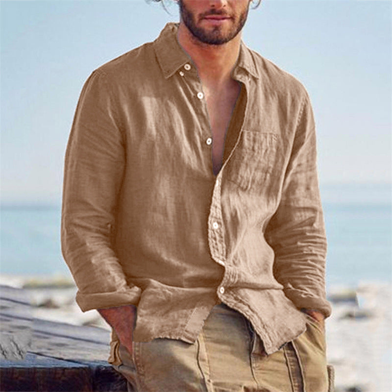 Mens_Lightweight_Linen_Shirt_Stand_Collar_with_Buttoned_Front_8