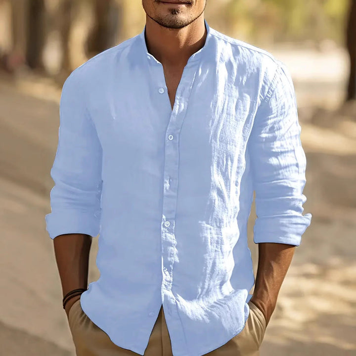 Mens_Lightweight_Shirt_Modern_Mandarin_Collar_Design_1