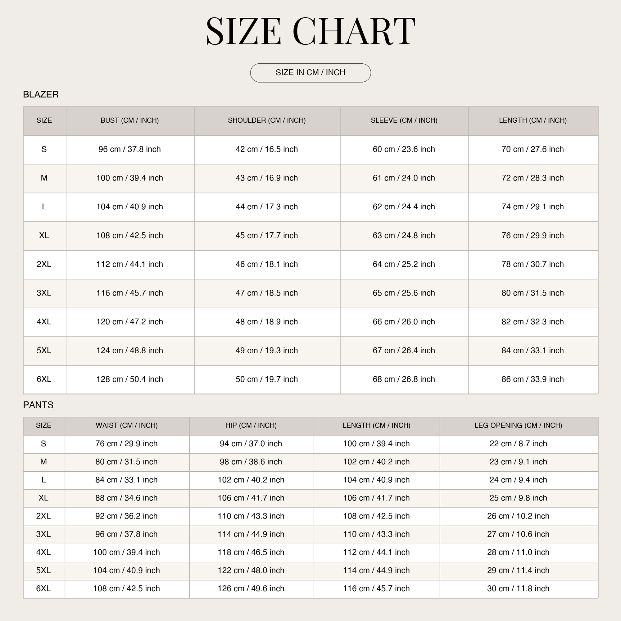 Size Chart