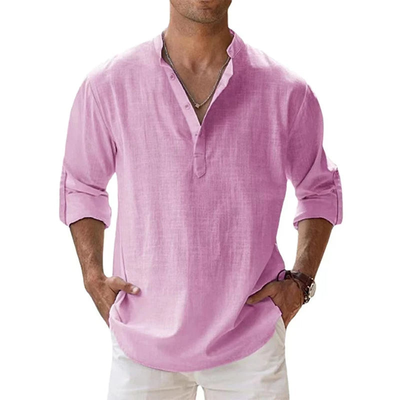 Mens_Linen_Henley_Shirt_Relaxed_fit_and_button_neck_3