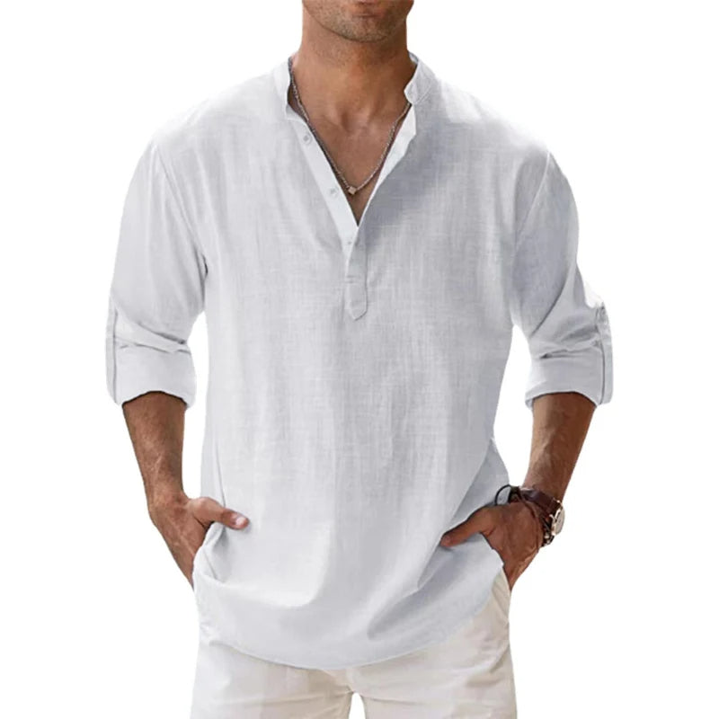 Mens_Linen_Henley_Shirt_Relaxed_fit_and_button_neck_4