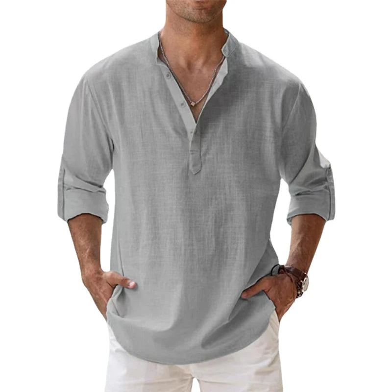 Mens_Linen_Henley_Shirt_Relaxed_fit_and_button_neck_6