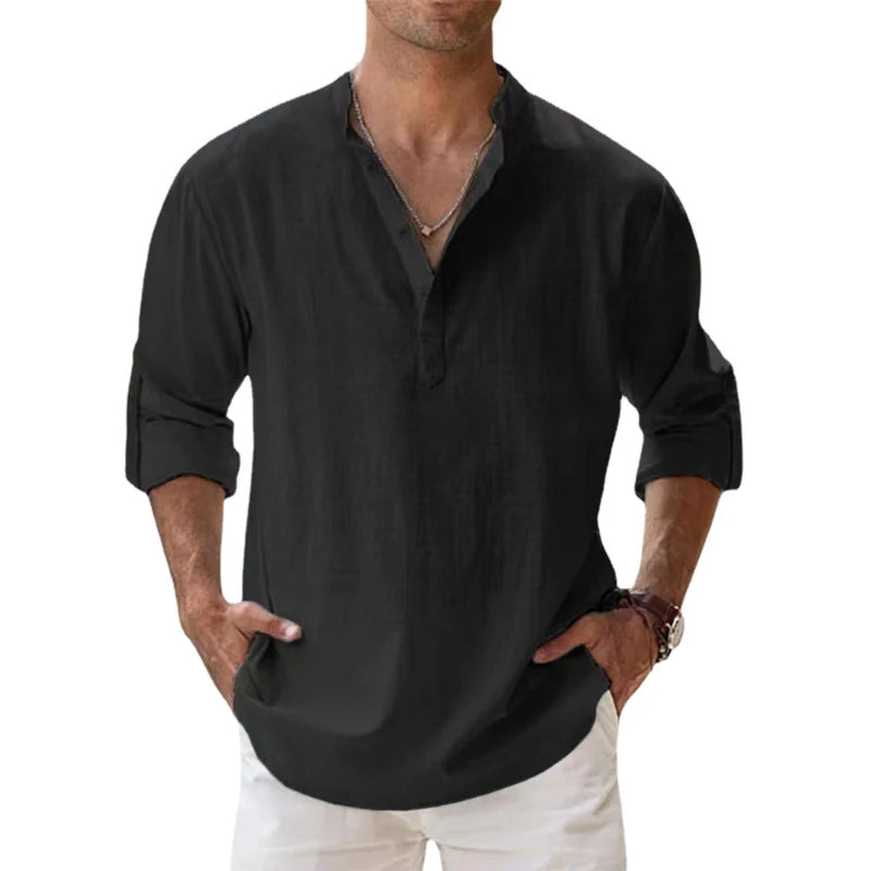 Mens_Linen_Henley_Shirt_Relaxed_fit_and_button_neck_7