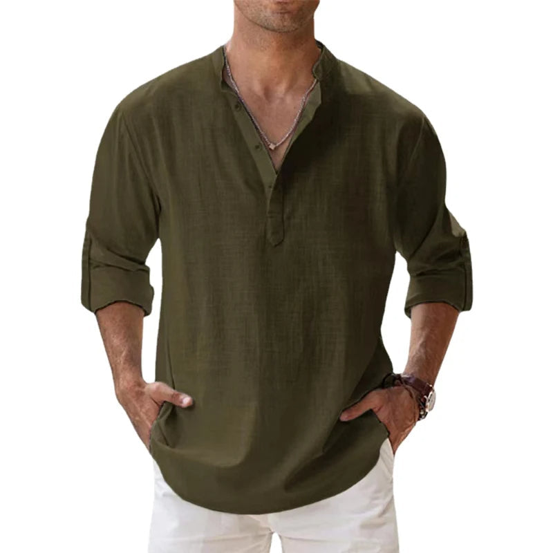 Mens_Linen_Henley_Shirt_Relaxed_fit_and_button_neck_8