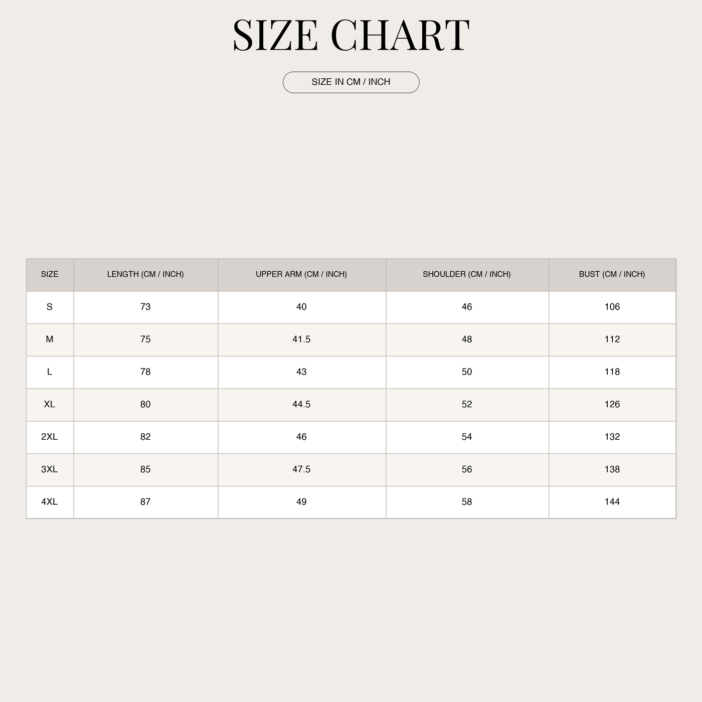 Men's Elegant Classic Shirt – Long-Sleeve and Vintage-Inspired size chart