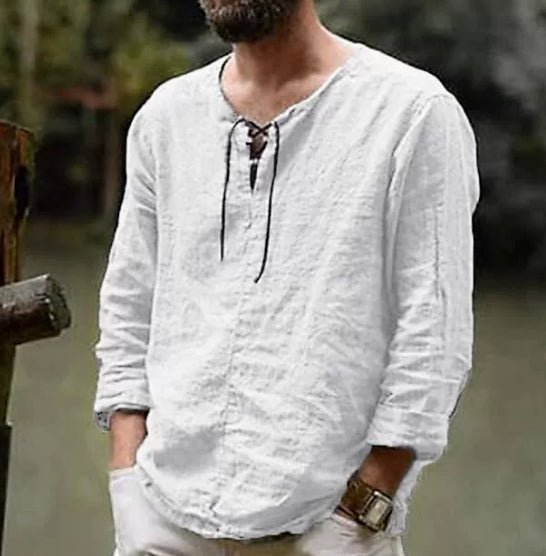 Mens_Linen_Shirt_Summer_Cut_with_Lace_Up_Collar_3