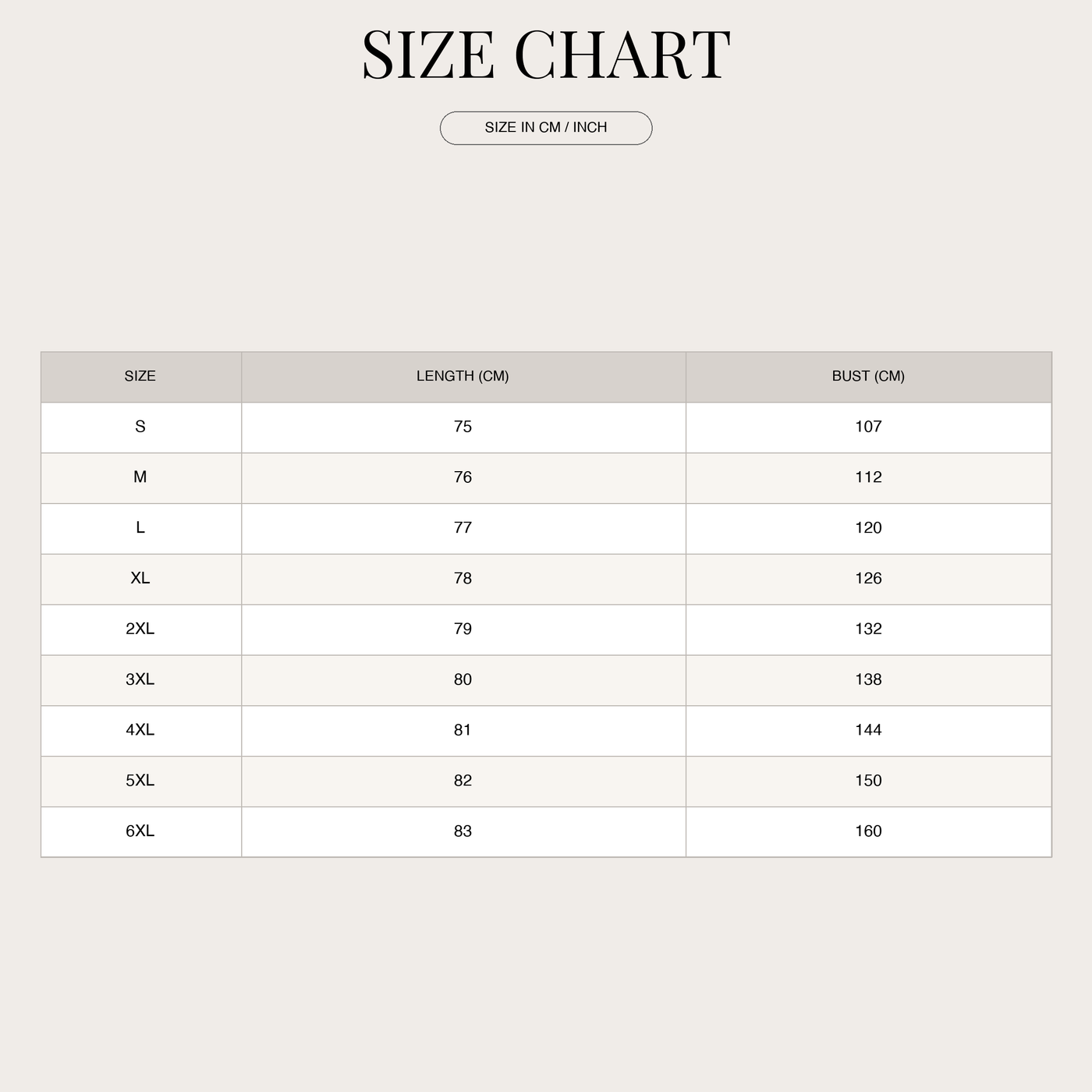 Men's Linen Shirt – With Button Placket and Long Sleeves size chart