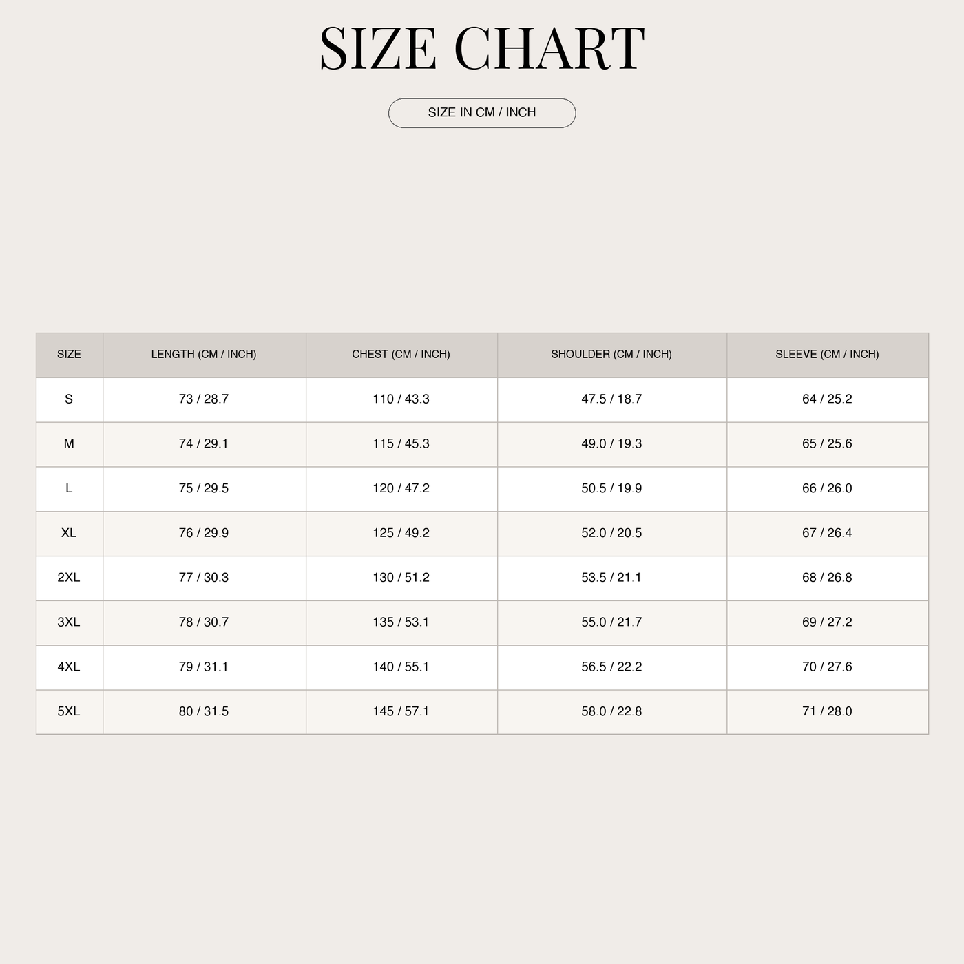 Men's Long-Sleeve Shirt – Button-Down Collar and Comfortable Fit size chart