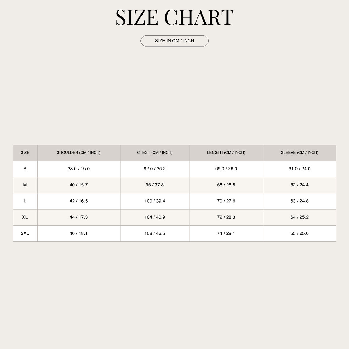 Men's Long Sleeve Shirt – Comfortable & Adaptable size chart