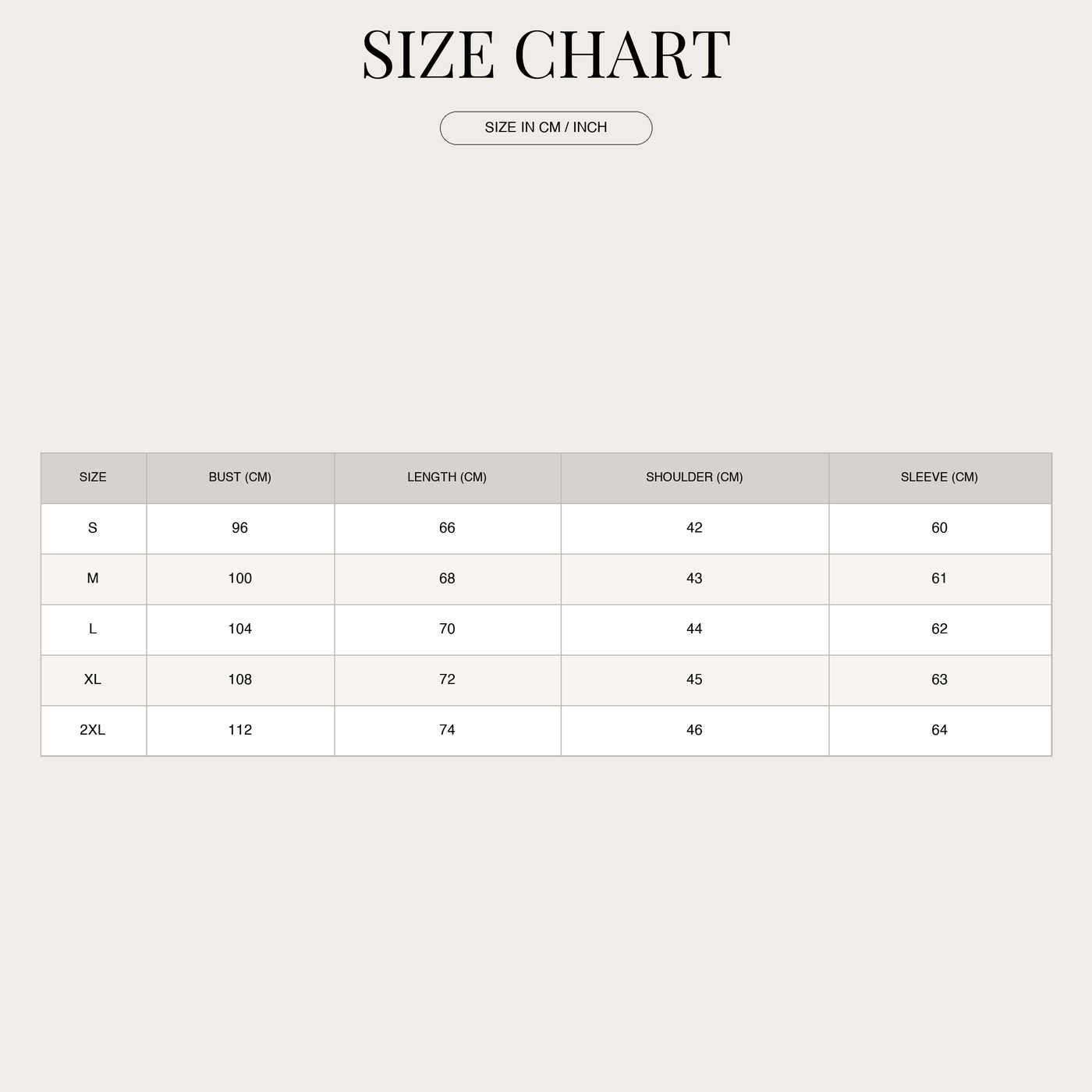 Men's Loose Fit T-Shirt – Soft Comfort size chart