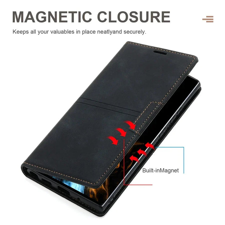 Men's Magnetic Leather Wallet Case – With Flip-Case Function 2