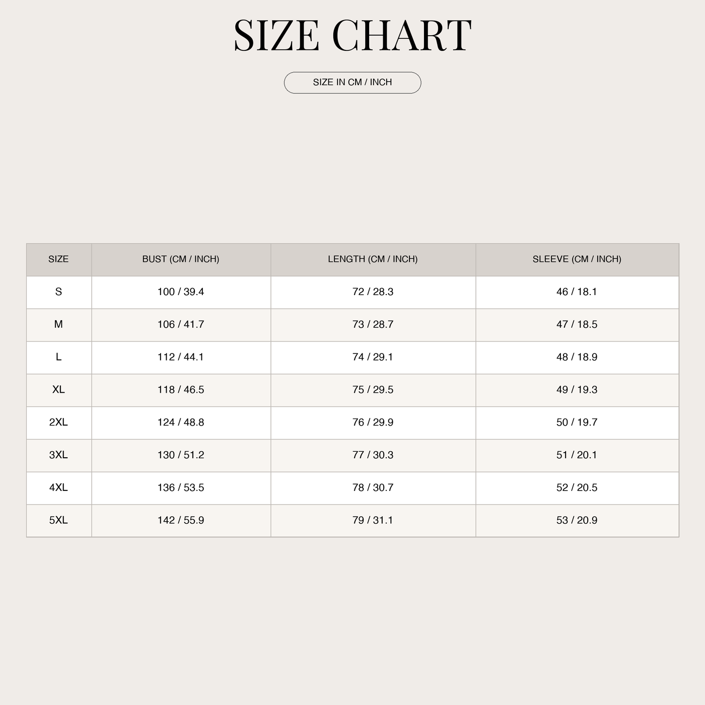 Men's Merino Wool Knit Sweater – V-Neck with Zipper size chart