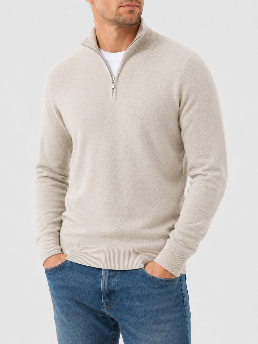 Mens_Merino_Wool_Knit_Sweater_V_Neck_with_Zipper_1