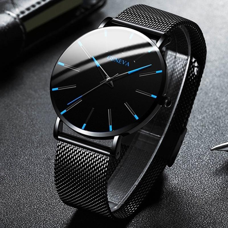 Men's Minimalist Watch – Black Dial and Clear Design 1
