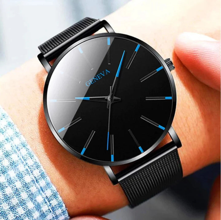 Men's Minimalist Watch – Black Dial and Clear Design 2